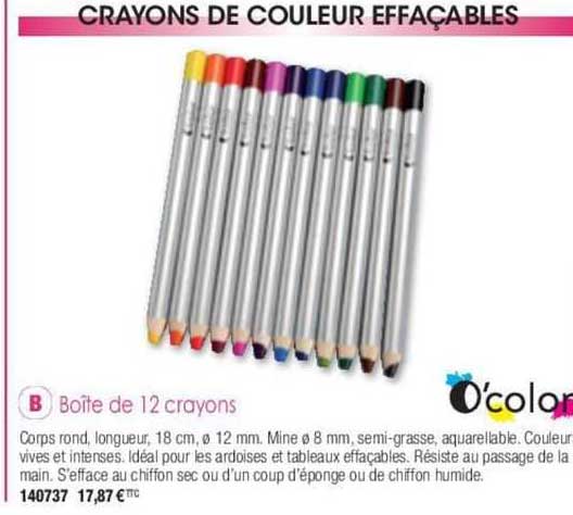 boîte de 12 crayons o'color