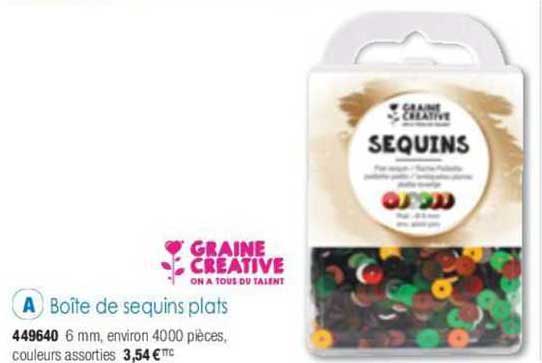 boîte de sequins plats graine créative