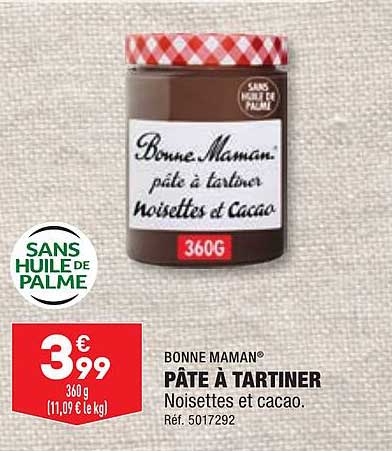 bonne maman pâte à tartiner noisettes et cacao