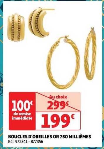 boucles d'oreilles or 750 millièmes