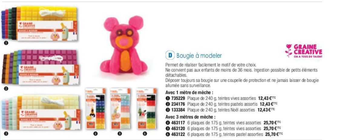 bougie à modeler graine créative