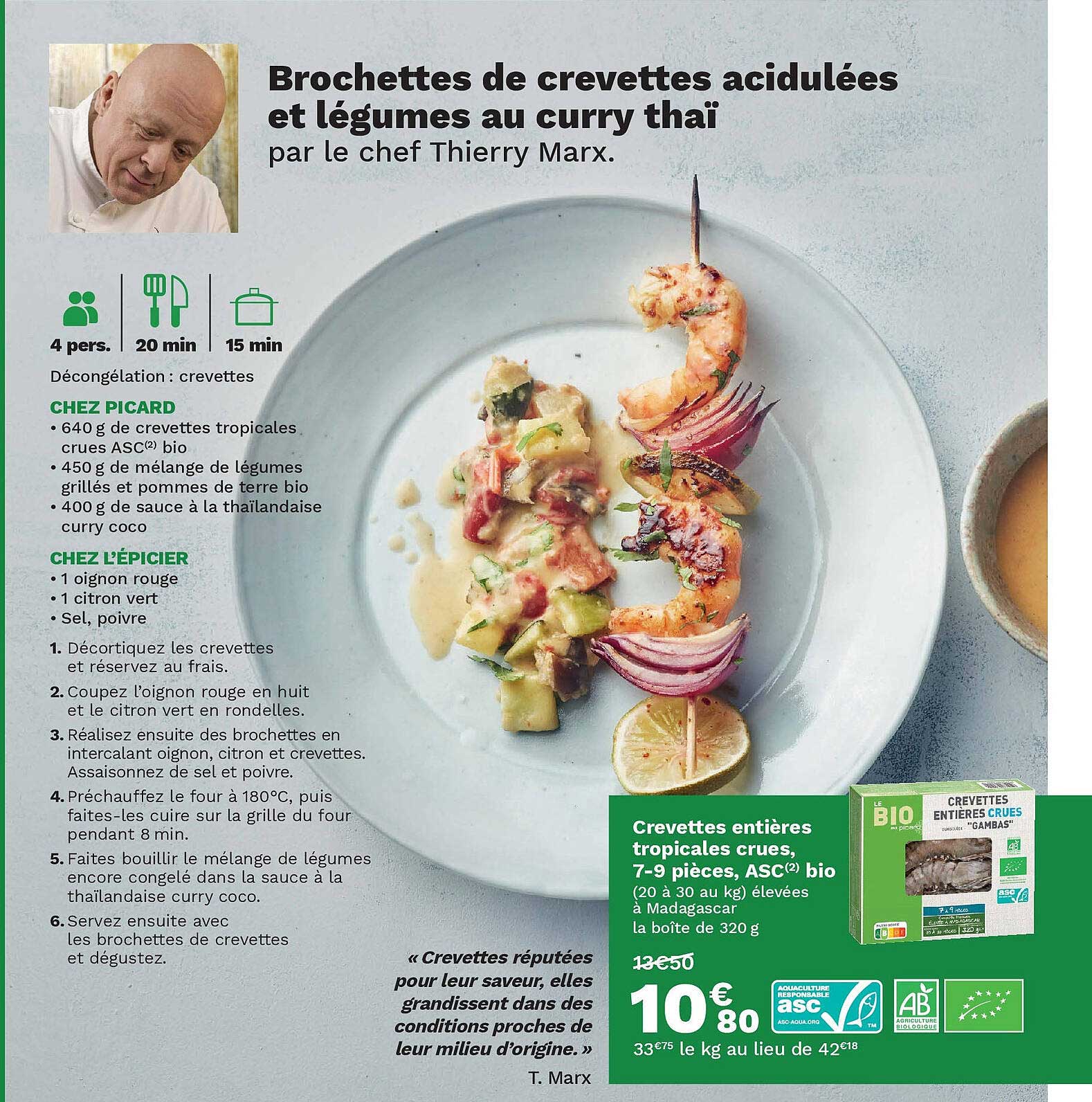 Brochettes De Crevettes Acidulées Et Légumes Au Curry Thaï