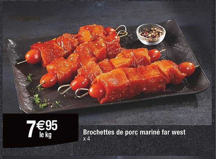 brochettes de porc mariné far west