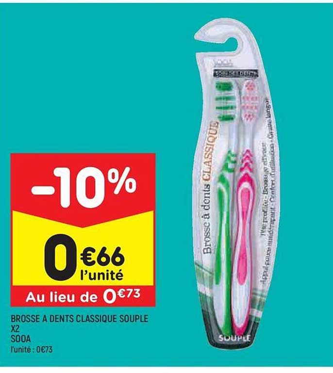 brosse à dents classique souple x2 sooa