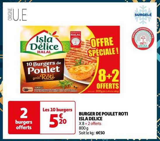 Burger De Poulet Rôti Isla Délice