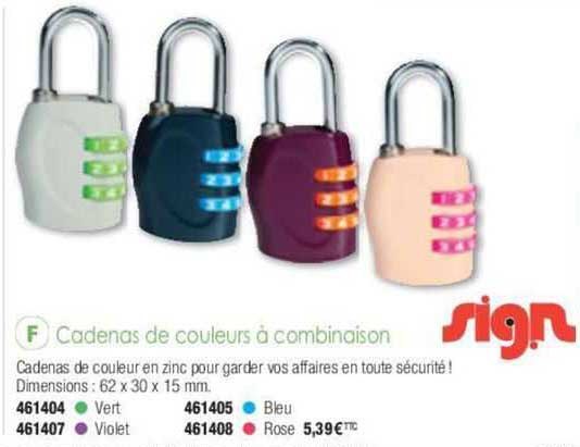 cadenas de couleurs à combinaison sign