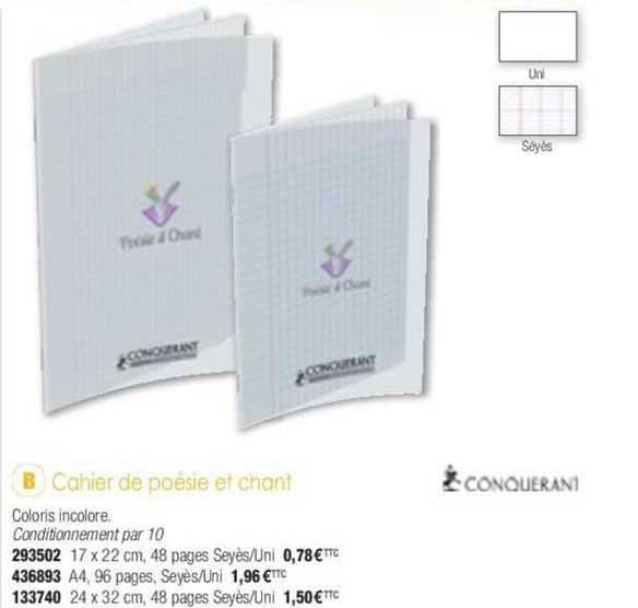 cahier de poésie et chant conquérant