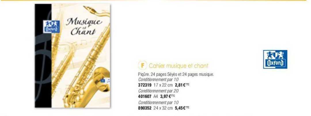 cahier musique et chant