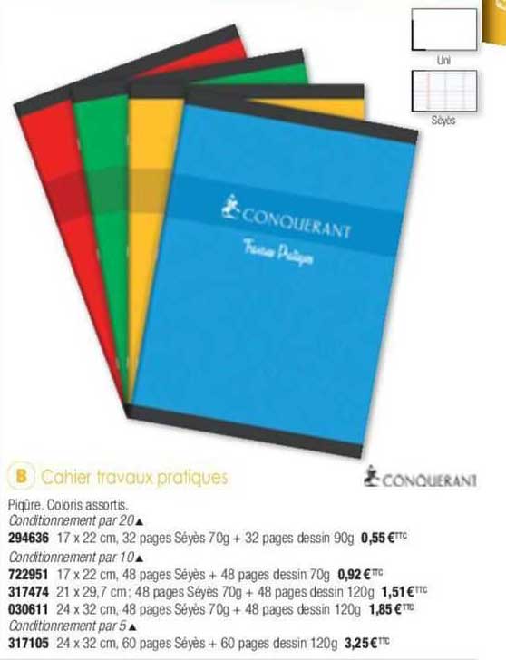 cahier travaux pratiques conquerant