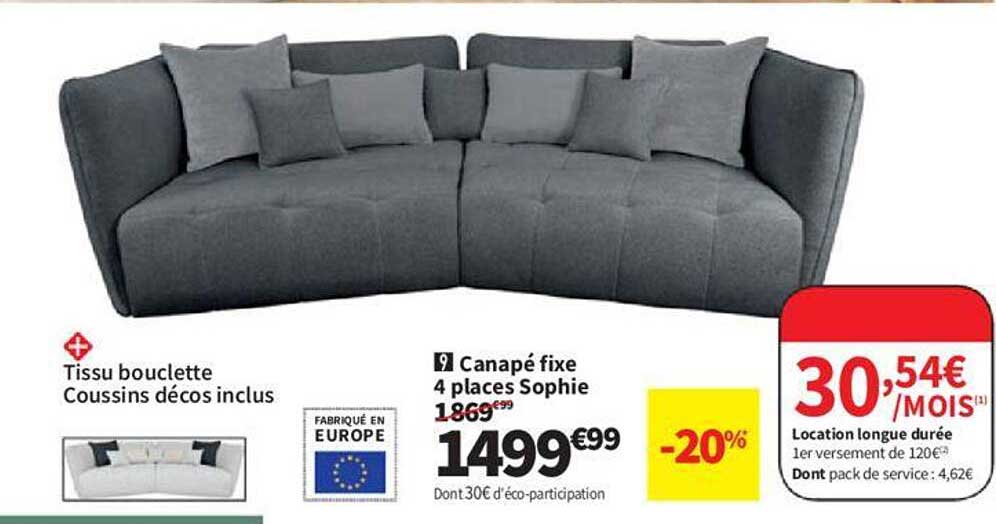 Canapé Fixe 4 Places Sophie