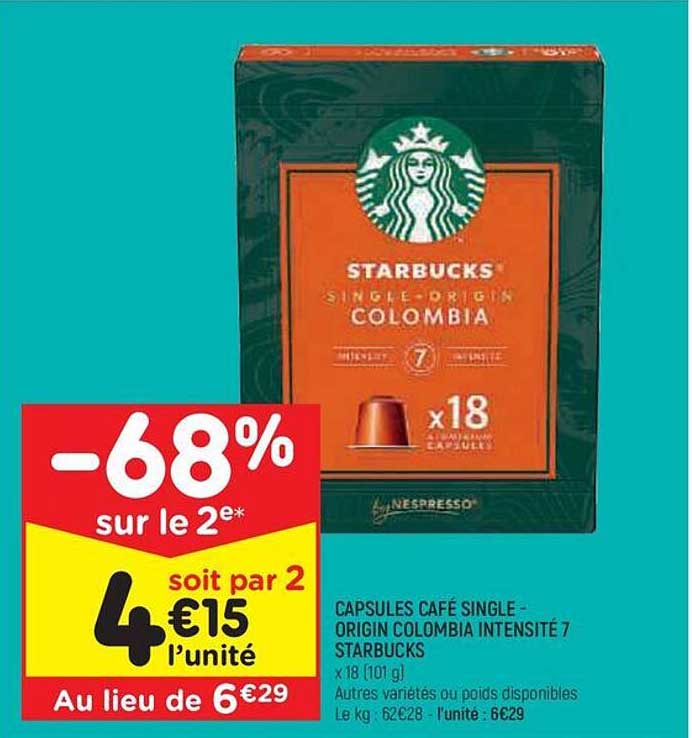 capsules café single - origin colombia intensité 7 starbucks