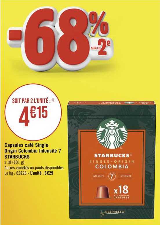 capsules café single origin colombia intensité 7 starbucks