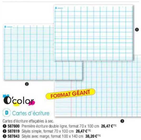 cartes d'écriture o'color