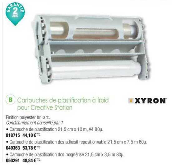 cartouches de plastification à froid pour créative station xyron