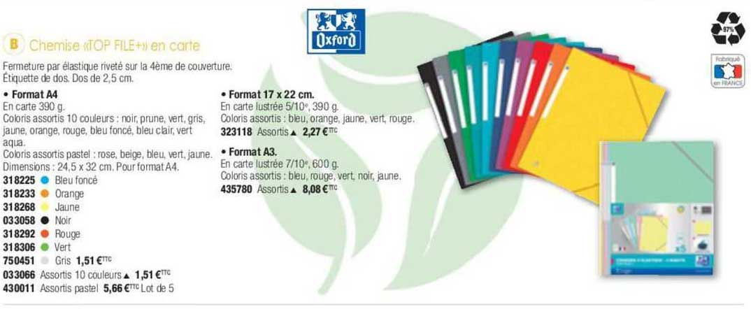 Chemise Top File+ En Carte Oxford