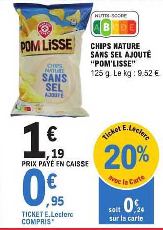 chips nature sans sel ajouté "pom'lisse"