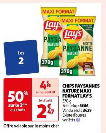 chips paysannes nature maxi format lay's