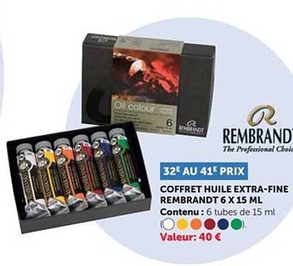 coffret huile extra-fine rembrandt 6 x 15 ml