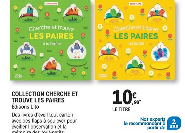 collection cherche et trouve les paires - éditions lito