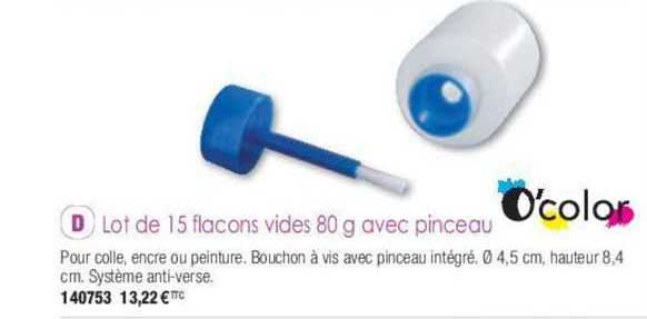 Color  Lot De 15 Flacons Vides 80 G Avec Pinceau