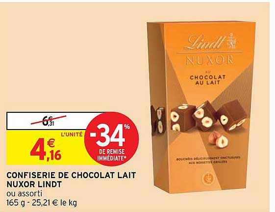Confiserie De Chocolat Lait Nuxor Lindt