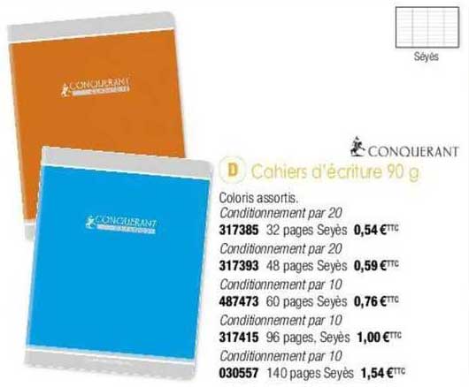 Conquerant Cahiers D'écriture 90 G