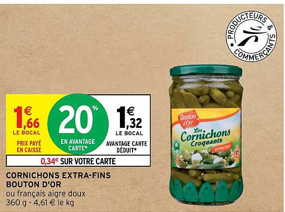 cornichons extra-fins bouton d'or