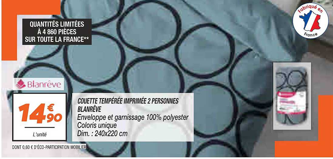 Couette Tempérée Imprimé 2 Personnes Blanrêve