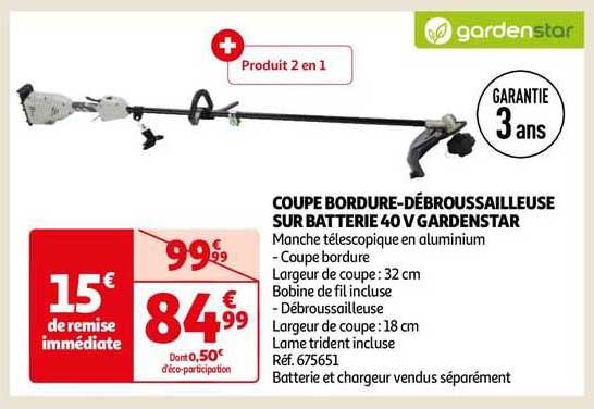 Coupe Bordure-débroussailleuse Sur Batterie 40 V Gardenstar
