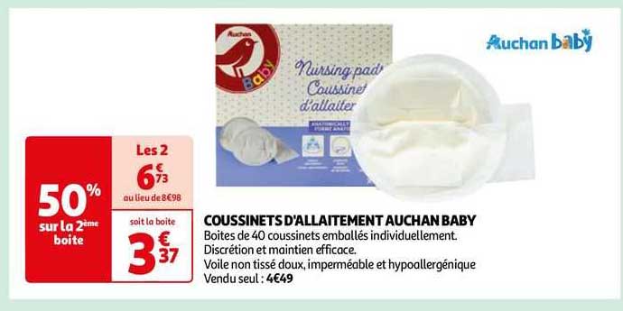 coussinets d'allaitement auchan baby