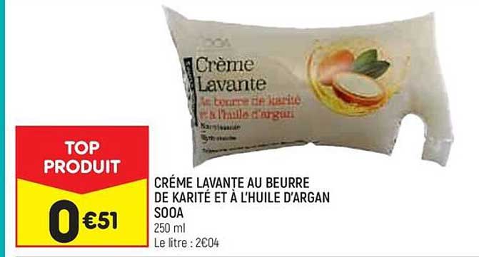 crème lavante au beurre de karité et à l'huile d'argan sooa
