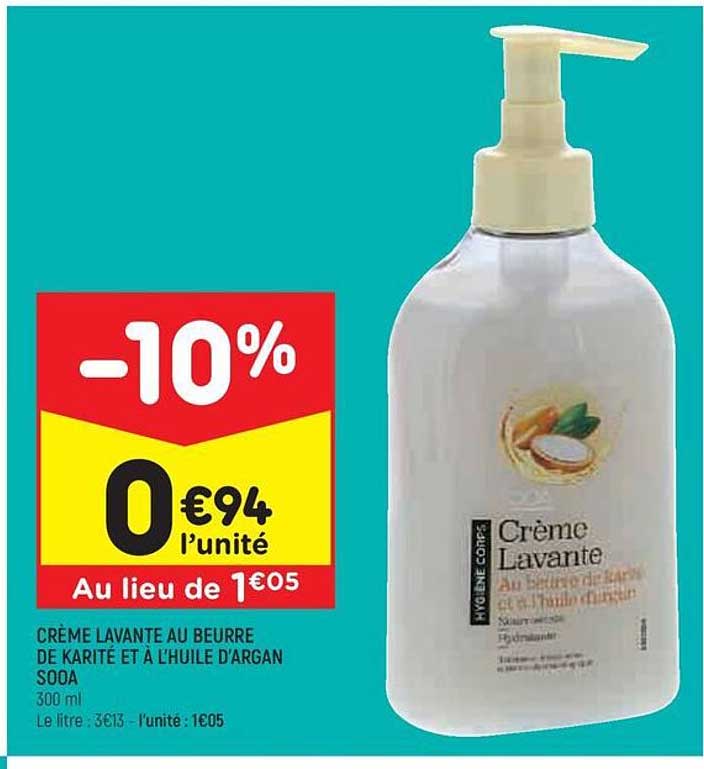 crème lavante au beurre de karité et à l'huile d'argan sooa