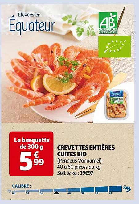crevettes entières cuites bio