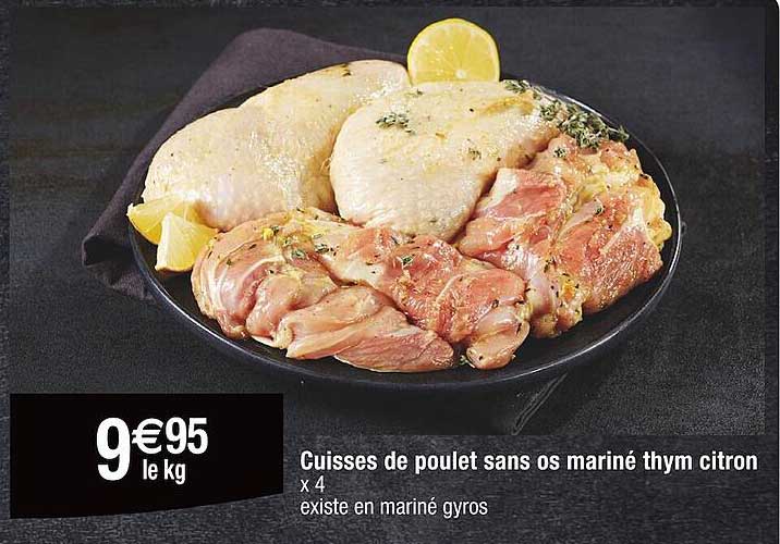Cuisses De Poulet Sans Os Mariné Thym Citron