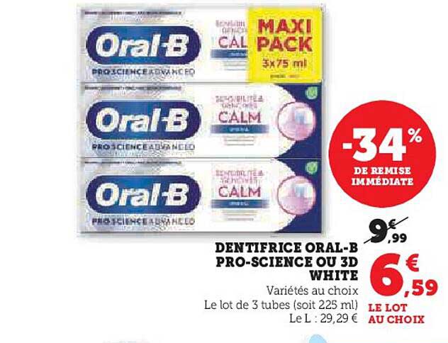 dentifrice oral-b pro science ou 3d white