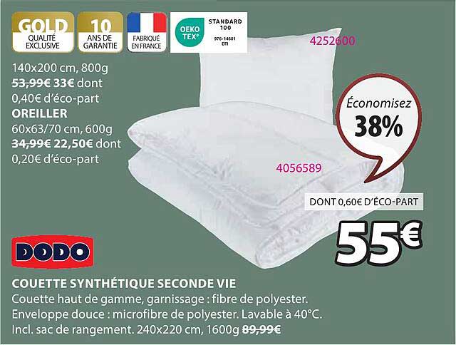 dodo couettes synthétique seconde vie