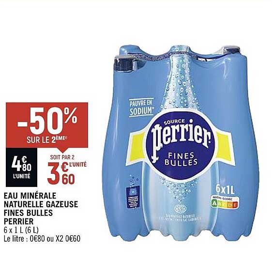Eau Minérale Naturelle Gazeuse Fines Bulles Perrier
