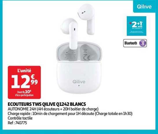 écouteurs tws qilive q1242 blancs