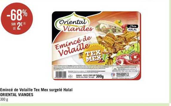 émincé de volaille tex mex surgelé halal oriental viandes