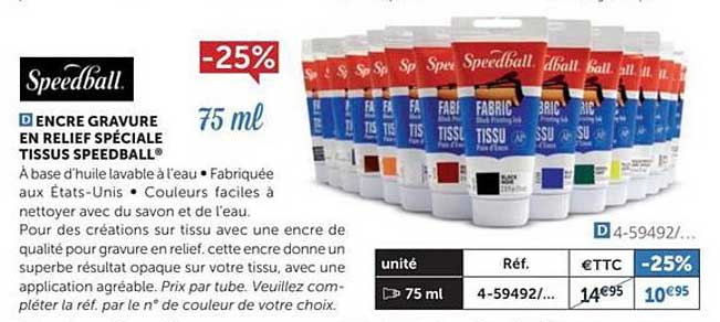 encre gravure en relief spéciale tissus speedball