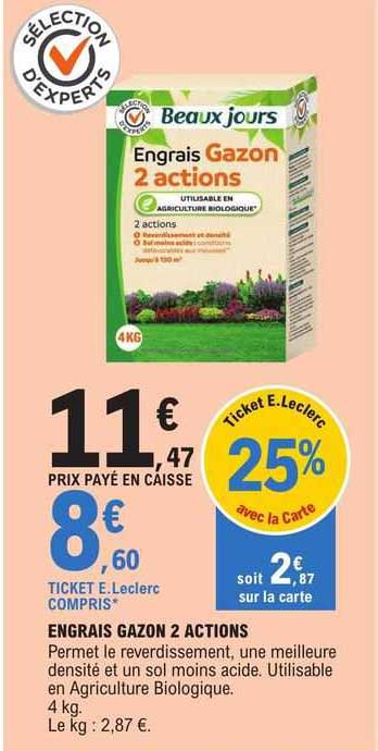 engrais gazon 2 actions