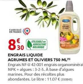 engrais liquide agrumes et oliviers 750 ml