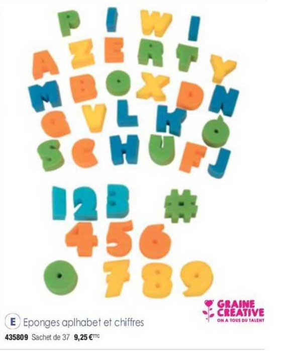 eponges alphabet et chiffres graine creative