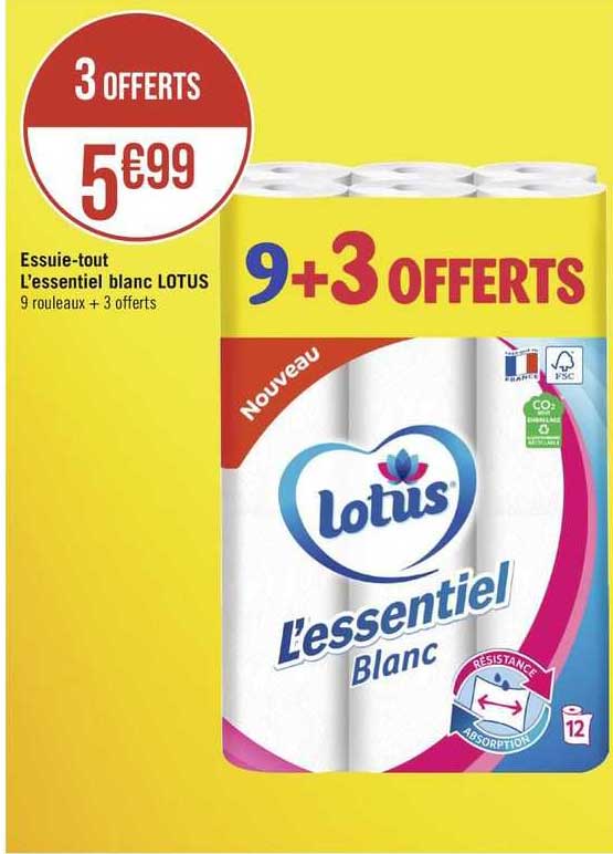 essuie-tout l'essentiel blanc lotus