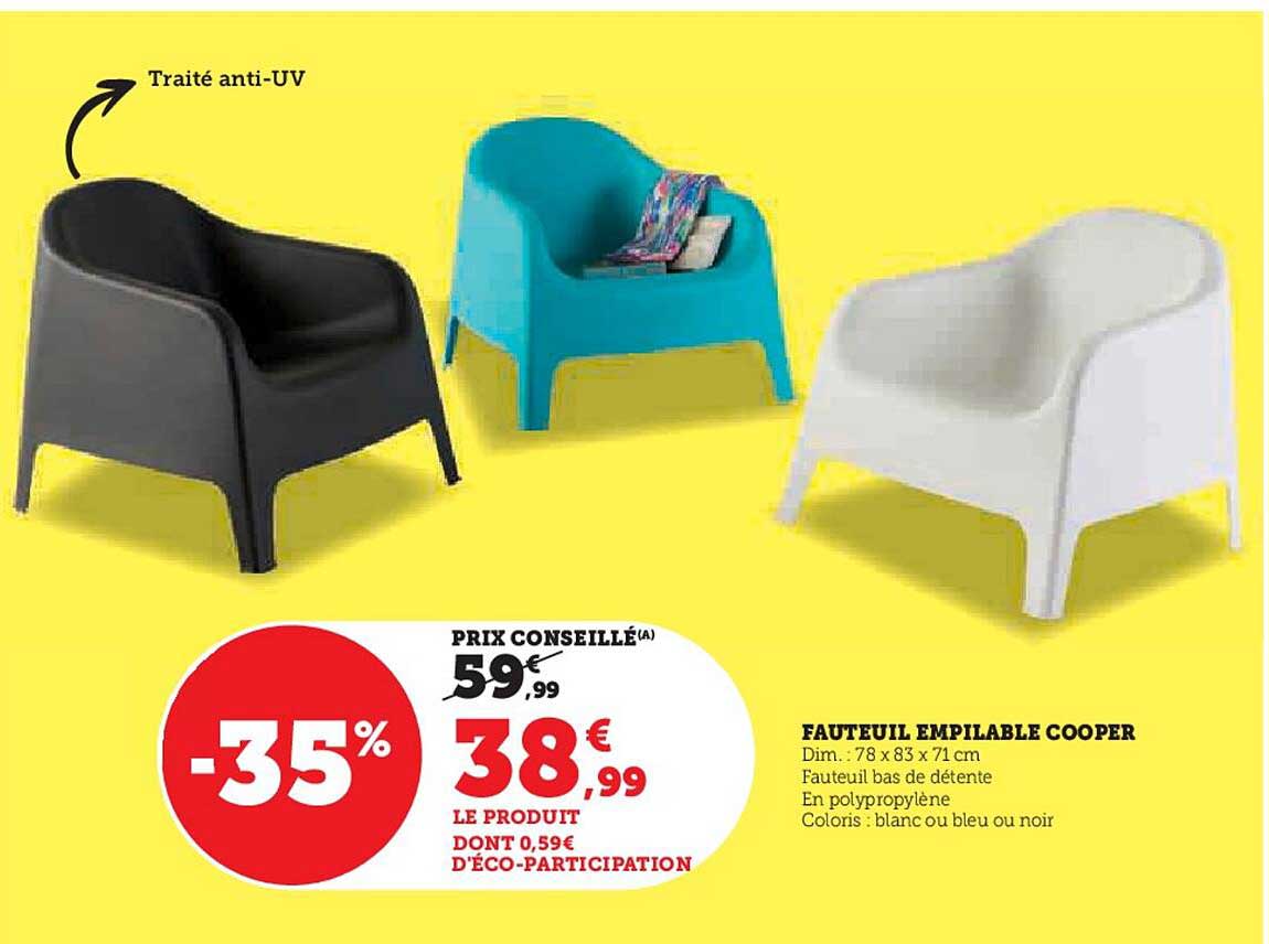 fauteil empilable cooper