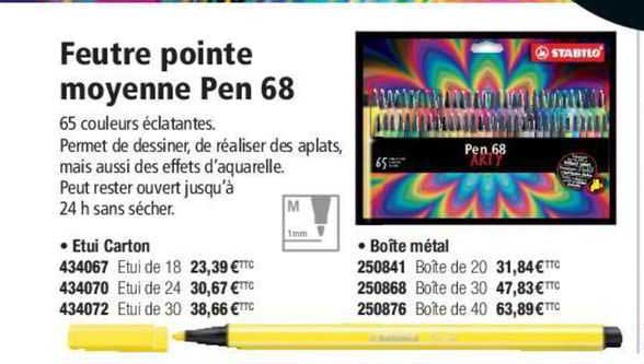 feutre pointe moyenne pen 68