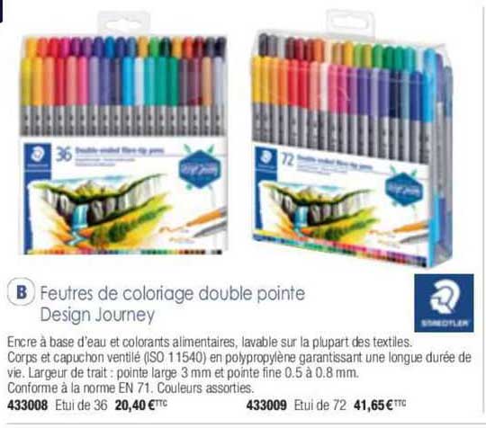 feutres de coloriage double pointe design journey