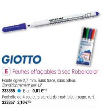 feutres effaçables à sec robercolor giotto