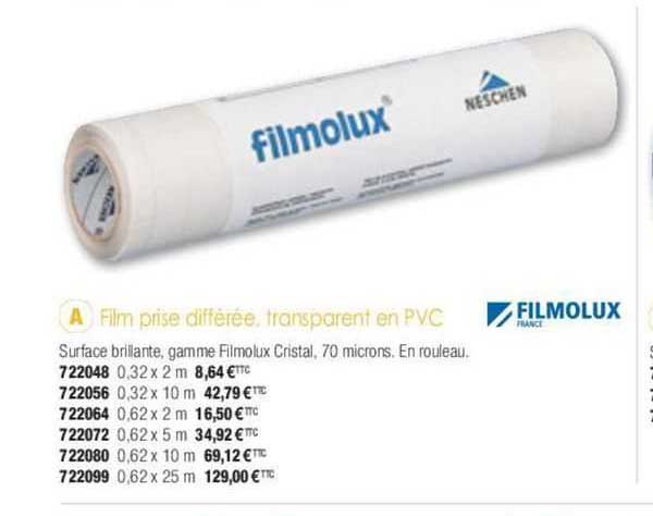 film prise différée, transparent en pvc filmolux