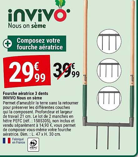 fourche aératrice 3 dents invivo nous on sème